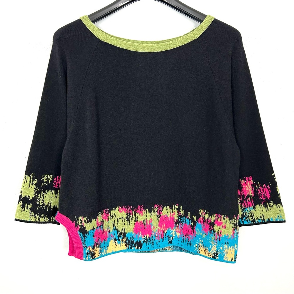 IVKO Wool Boat Neck Sweater Women’s Size M Colorful Avant Garde Cutout Abstract